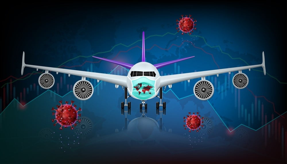 The economic crisis impact of the airline and travel tourism business from the outbreak of the disease Coronavirus or Covid-19. Vector illustration design.
